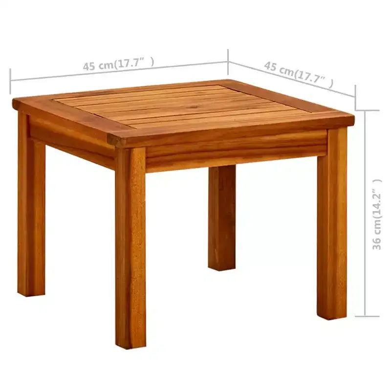 Tavolino da salotto in legno naturale massello di acacia - 45 x 45 x 36 cm