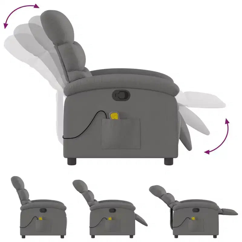 Poltrona reclinabile massaggiante - Manuale Push Back grigio chiaro
