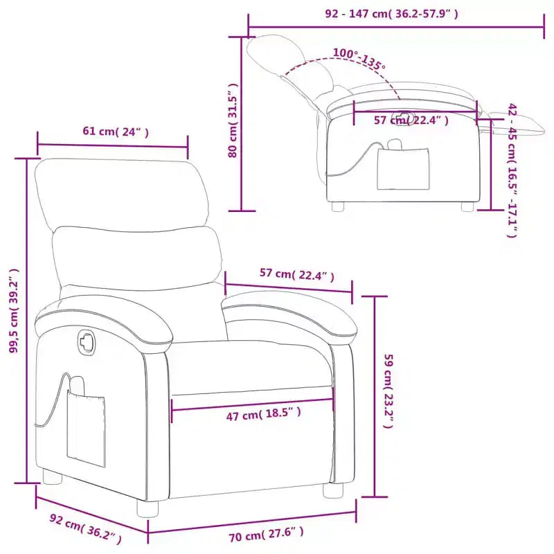 Poltrona reclinabile massaggiante - Manuale Push Back grigio chiaro