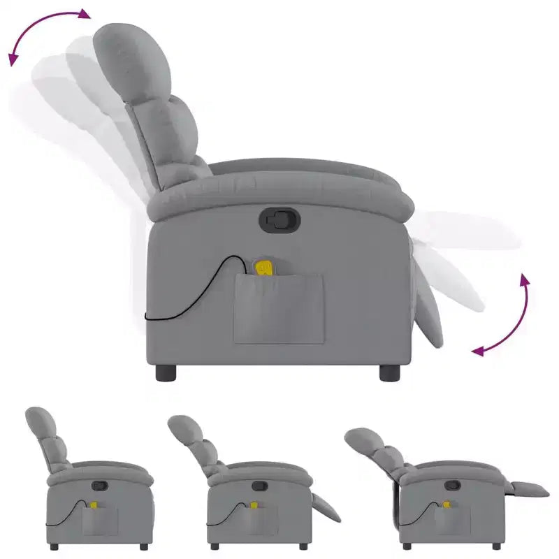 Poltrona reclinabile massaggiante - Manuale Push Back grigio chiaro