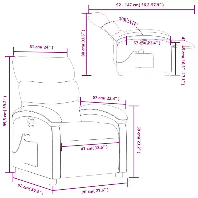 Poltrona reclinabile massaggiante - Manuale Push Back grigio chiaro
