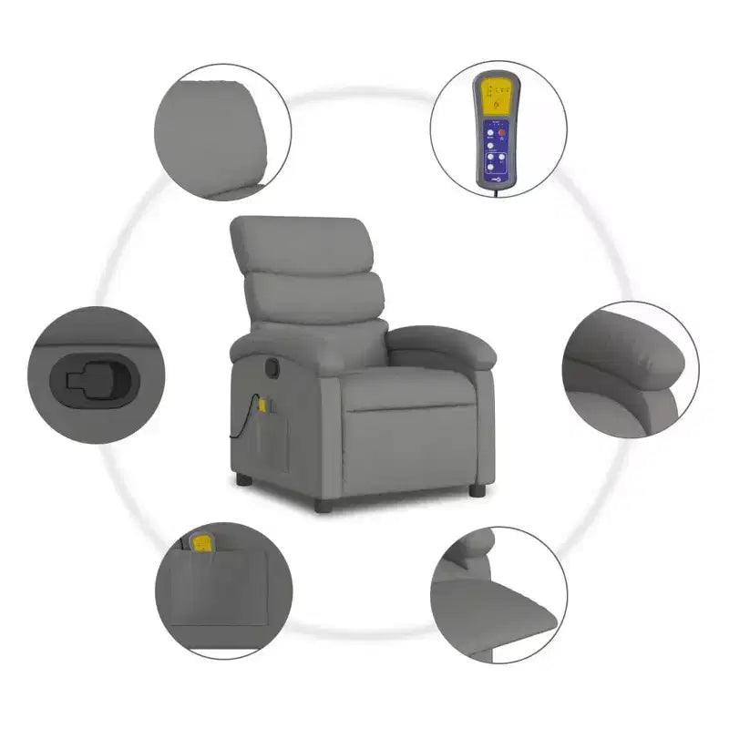 Poltrona reclinabile massaggiante - Manuale Push Back grigio chiaro