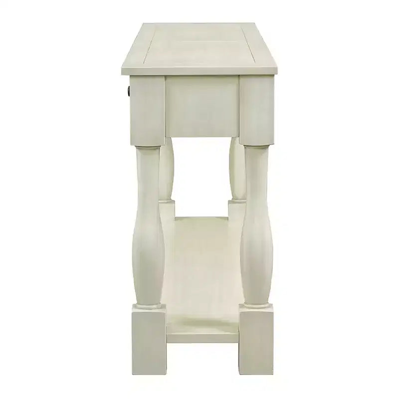 Consolle rettangolare in legno stile mediterraneo con cassetti e ripiano