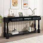 Consolle rettangolare in legno stile mediterraneo con cassetti e ripiano