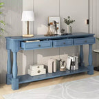 Consolle rettangolare in legno stile mediterraneo con cassetti e ripiano