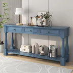 Consolle rettangolare in legno stile mediterraneo con cassetti e ripiano