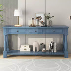 Consolle rettangolare in legno stile mediterraneo con cassetti e ripiano
