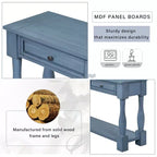Consolle rettangolare in legno stile mediterraneo con cassetti e ripiano