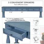 Consolle rettangolare in legno stile mediterraneo con cassetti e ripiano