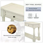 Consolle rettangolare in legno stile mediterraneo con cassetti e ripiano