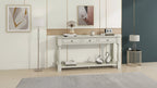 Whisen Mediterranean Style Rectangle Wood Long Console Table with Drawers and Shelf