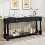 Consolle rettangolare in legno stile mediterraneo con cassetti e ripiano
