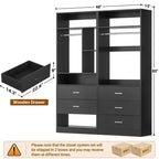 Sistema guardaroba da 48 pollici con 5 cassetti in legno