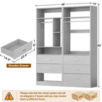 Sistema guardaroba da 48 pollici con 5 cassetti in legno