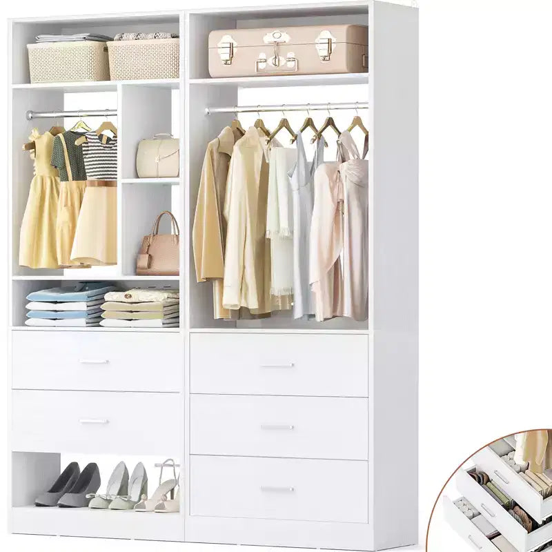 Sistema guardaroba da 48 pollici con 5 cassetti in legno