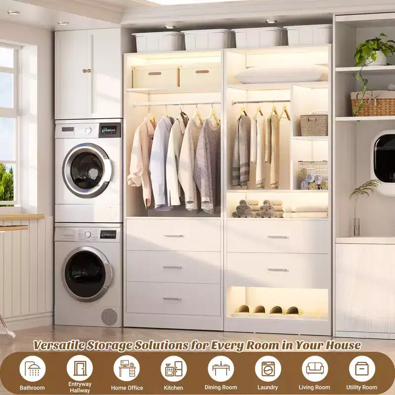 Sistema guardaroba da 48 pollici con 5 cassetti in legno