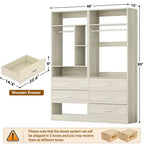 Sistema guardaroba da 48 pollici con 5 cassetti in legno