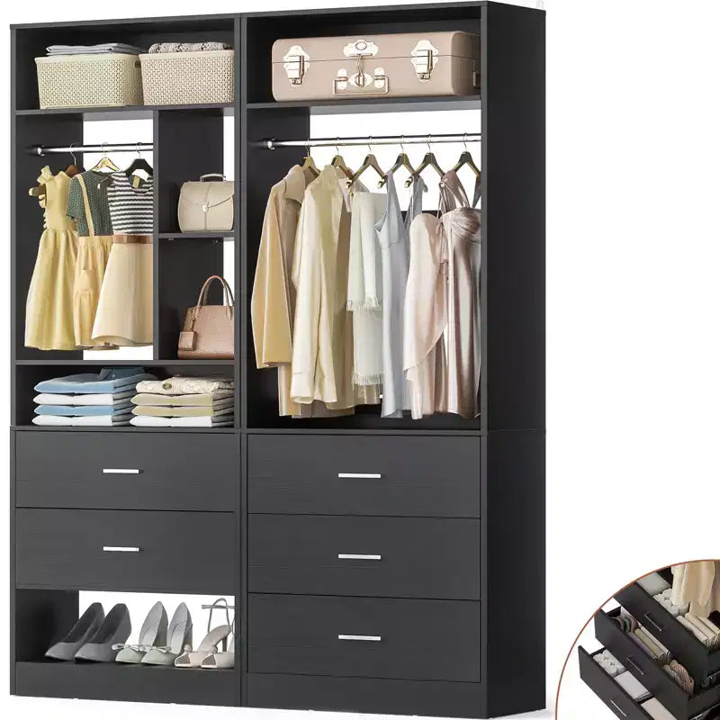 Sistema guardaroba da 48 pollici con 5 cassetti in legno