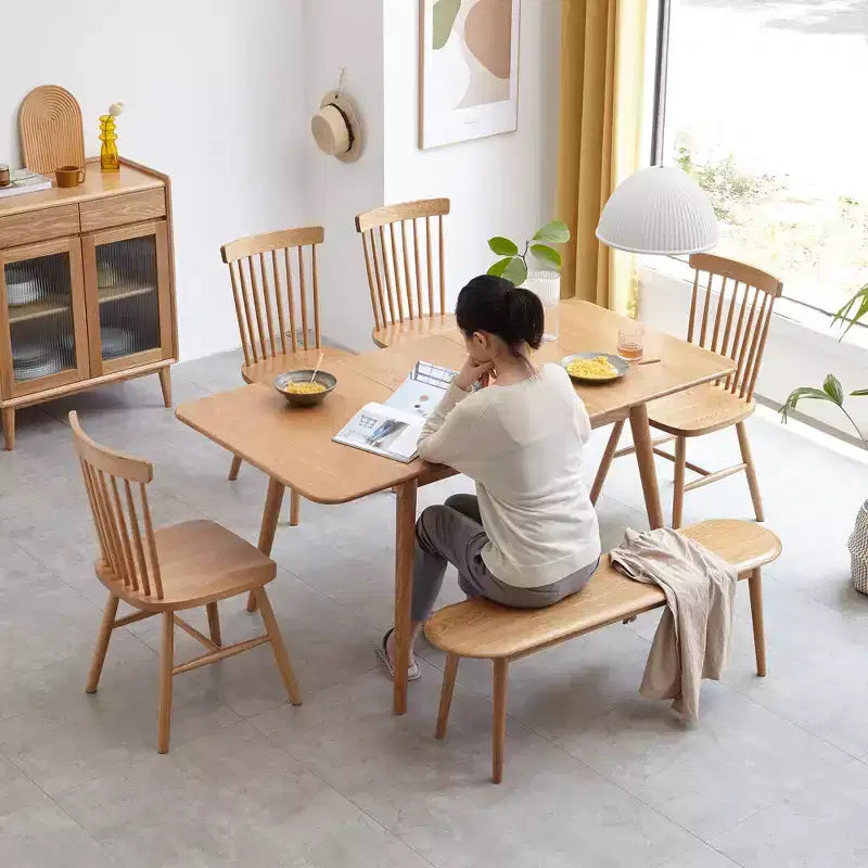 Panca da pranzo in legno sottile da 39,3" con seduta in rovere naturale per uso interno, ideale per ingresso, soggiorno, camera da letto o cucina