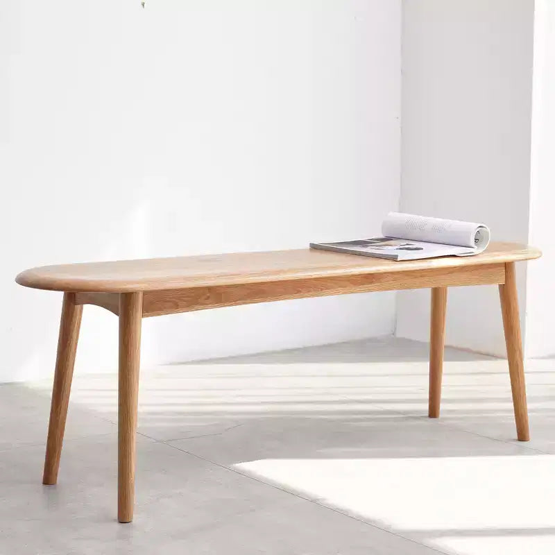 Panca da pranzo in legno sottile da 39,3" con seduta in rovere naturale per uso interno, ideale per ingresso, soggiorno, camera da letto o cucina