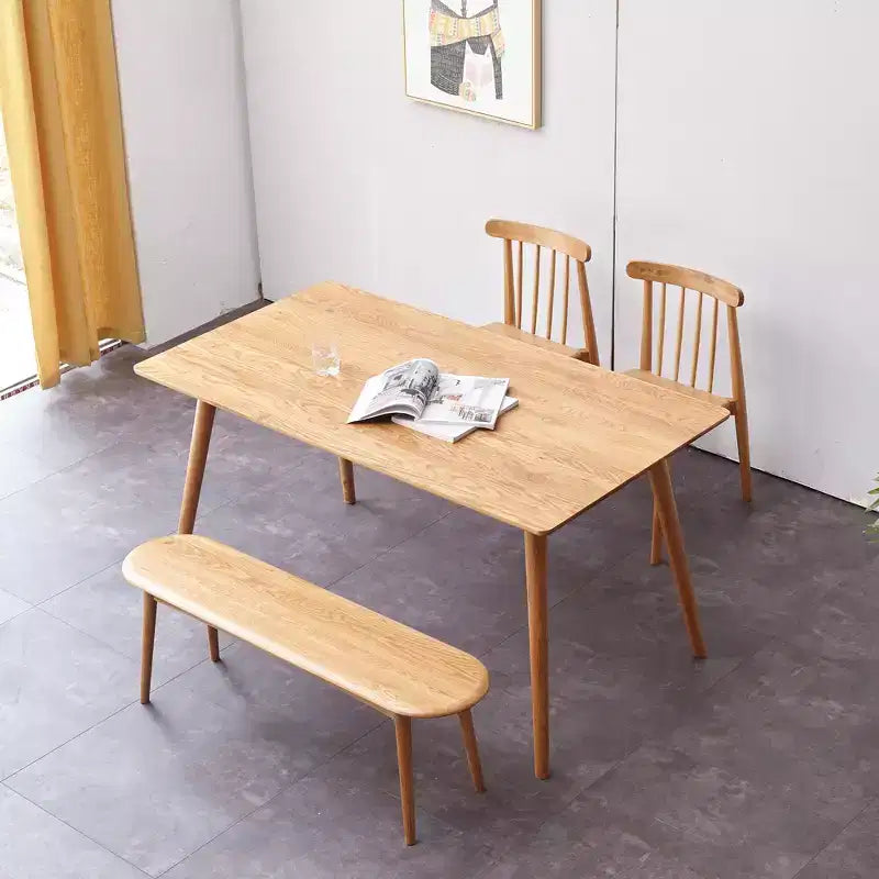 Panca da pranzo in legno sottile da 39,3" con seduta in rovere naturale per uso interno, ideale per ingresso, soggiorno, camera da letto o cucina