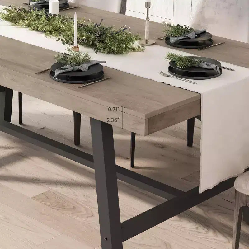 Tavolo da pranzo industriale per 4-6 persone, tavolo da cucina lungo 160 cm in legno con robusto telaio in metallo e finitura grigia - 4 posti, bancone rettangolare