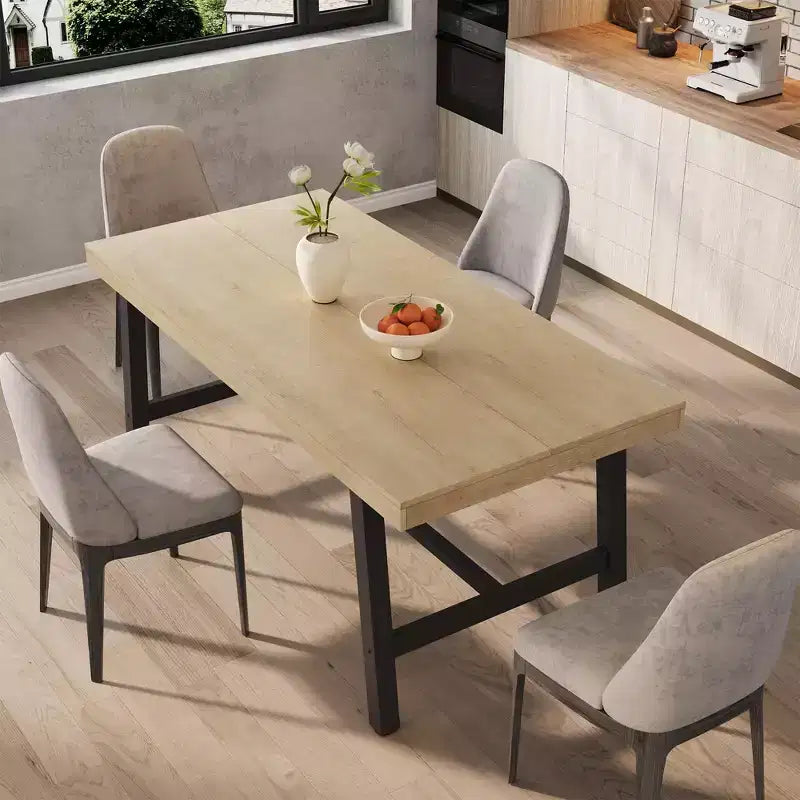 Tavolo da pranzo industriale per 4-6 persone, tavolo da cucina lungo 160 cm in legno con robusto telaio in metallo e finitura grigia - 4 posti, bancone rettangolare