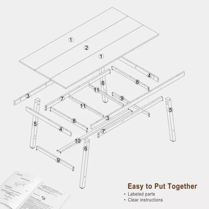 Tavolo da pranzo industriale per 4-6 persone, tavolo da cucina lungo 160 cm in legno con robusto telaio in metallo e finitura grigia - 4 posti, bancone rettangolare