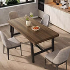 Tavolo da pranzo industriale per 4-6 persone, tavolo da cucina lungo 160 cm in legno con robusto telaio in metallo e finitura grigia - 4 posti, bancone rettangolare
