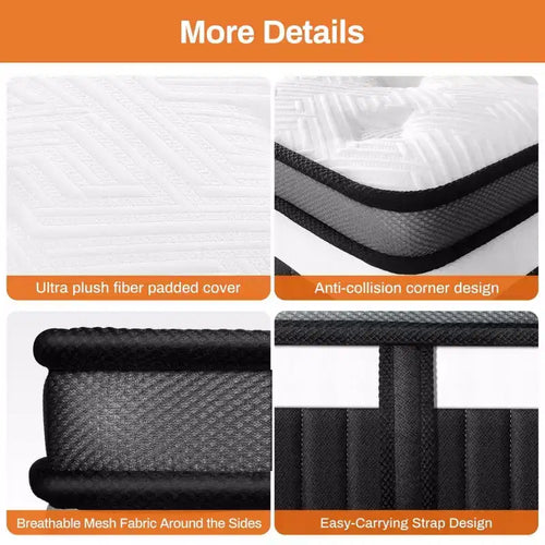 Materasso King da 14 pollici, Materasso Ibrido in Memory Foam - Fermezza Media Infuso in Gel, Rinfrescante e Traspirante, Sollievo dalla Pressione, Isolamento del Movimento