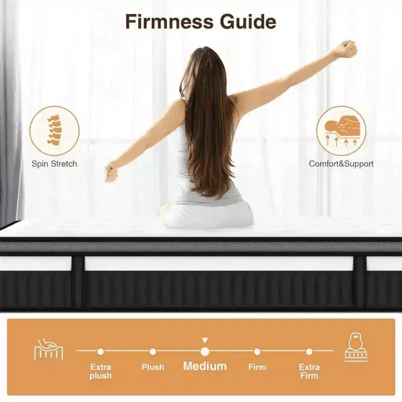 Materasso King da 14 pollici, Materasso Ibrido in Memory Foam - Fermezza Media Infuso in Gel, Rinfrescante e Traspirante, Sollievo dalla Pressione, Isolamento del Movimento