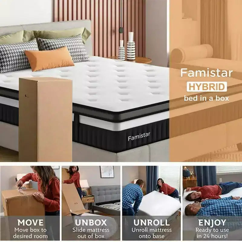 Materasso King da 14 pollici, Materasso Ibrido in Memory Foam - Fermezza Media Infuso in Gel, Rinfrescante e Traspirante, Sollievo dalla Pressione, Isolamento del Movimento