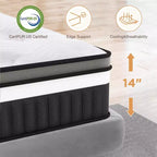 Materasso King da 14 pollici, Materasso Ibrido in Memory Foam - Fermezza Media Infuso in Gel, Rinfrescante e Traspirante, Sollievo dalla Pressione, Isolamento del Movimento
