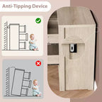 Comò a 7 cassetti per camera da letto, cassettiera in legno da 134 cm di larghezza, organizer per vestiti senza maniglie, mobile TV per corridoio, camera da letto