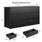 Comò a 7 cassetti per camera da letto, cassettiera in legno da 134 cm di larghezza, organizer per vestiti senza maniglie, mobile TV per corridoio, camera da letto