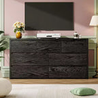 Comò a 7 cassetti per camera da letto, cassettiera in legno da 134 cm di larghezza, organizer per vestiti senza maniglie, mobile TV per corridoio, camera da letto