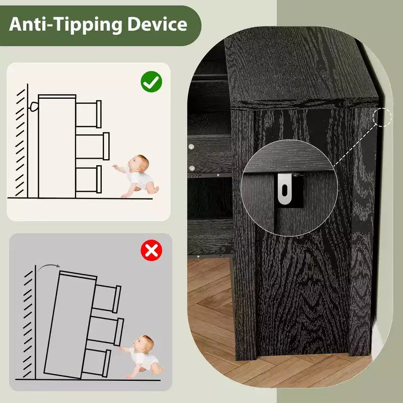 Comò a 7 cassetti per camera da letto, cassettiera in legno da 134 cm di larghezza, organizer per vestiti senza maniglie, mobile TV per corridoio, camera da letto
