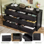 Comò a 7 cassetti per camera da letto, cassettiera in legno da 134 cm di larghezza, organizer per vestiti senza maniglie, mobile TV per corridoio, camera da letto