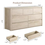 Comò a 7 cassetti per camera da letto, cassettiera in legno da 134 cm di larghezza, organizer per vestiti senza maniglie, mobile TV per corridoio, camera da letto