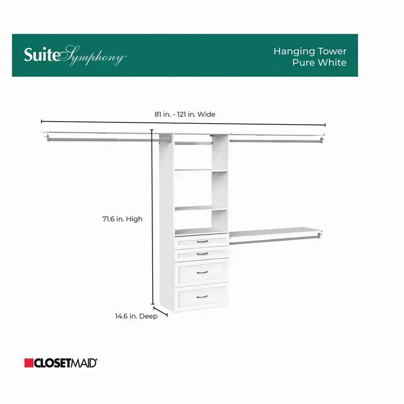 Kit Torre Sospesa Symphony da 25" con 3 Ripiani Superiori e 4 Cassetti