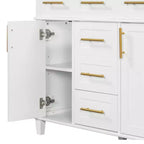 Mobile bagno lavabo da 36 pollici bianco con cassetti, Armadietto bagno contenitore con anta a chiusura ammortizzata e ripiano regolabile