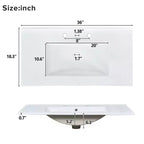 Mobile bagno lavabo da 36 pollici bianco con cassetti, Armadietto bagno contenitore con anta a chiusura ammortizzata e ripiano regolabile