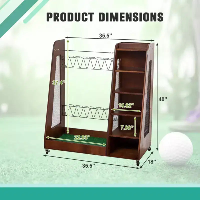 Organizzatore per Sacche da Golf da Garage, Portaoggetti Premium in Legno per Mazze da Golf Adatto a 2 Sacche da Golf, Organizer da Baule per Auto Garage Ripostiglio Cantina