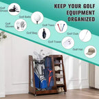 Organizzatore per Sacche da Golf da Garage, Portaoggetti Premium in Legno per Mazze da Golf Adatto a 2 Sacche da Golf, Organizer da Baule per Auto Garage Ripostiglio Cantina