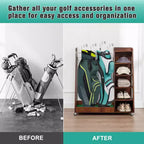 Organizzatore per Sacche da Golf da Garage, Portaoggetti Premium in Legno per Mazze da Golf Adatto a 2 Sacche da Golf, Organizer da Baule per Auto Garage Ripostiglio Cantina
