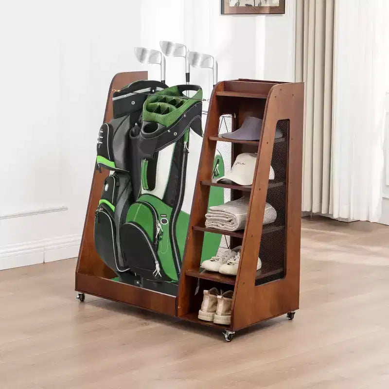 Organizzatore per Sacche da Golf da Garage, Portaoggetti Premium in Legno per Mazze da Golf Adatto a 2 Sacche da Golf, Organizer da Baule per Auto Garage Ripostiglio Cantina