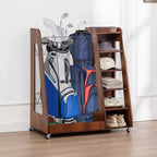 Organizzatore per Sacche da Golf da Garage, Portaoggetti Premium in Legno per Mazze da Golf Adatto a 2 Sacche da Golf, Organizer da Baule per Auto Garage Ripostiglio Cantina