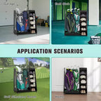 Organizzatore per Sacche da Golf da Garage, Portaoggetti Premium in Legno per Mazze da Golf Adatto a 2 Sacche da Golf, Organizer da Baule per Auto Garage Ripostiglio Cantina