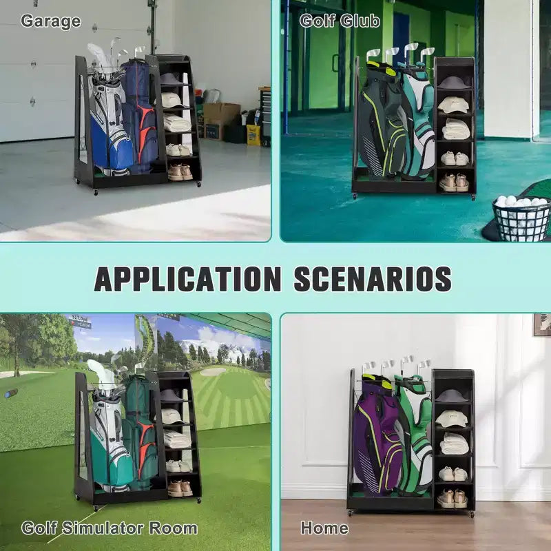 Organizzatore per Sacche da Golf da Garage, Portaoggetti Premium in Legno per Mazze da Golf Adatto a 2 Sacche da Golf, Organizer da Baule per Auto Garage Ripostiglio Cantina
