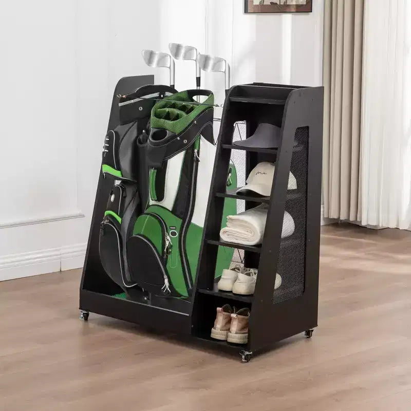 Organizzatore per Sacche da Golf da Garage, Portaoggetti Premium in Legno per Mazze da Golf Adatto a 2 Sacche da Golf, Organizer da Baule per Auto Garage Ripostiglio Cantina